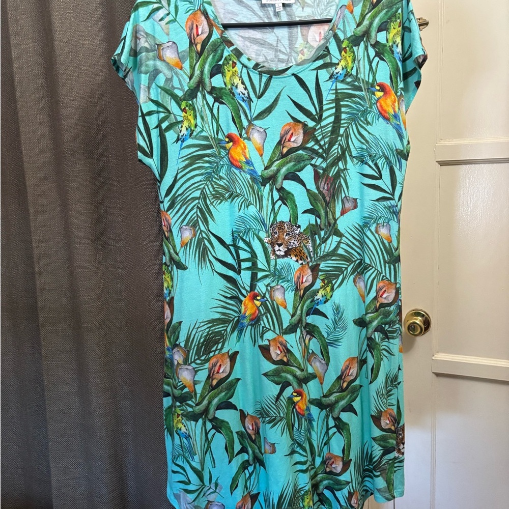 Johnny Was New Without Tags,Green and Orange dress, with Cap Sleeves Small - Picture 2 of 10